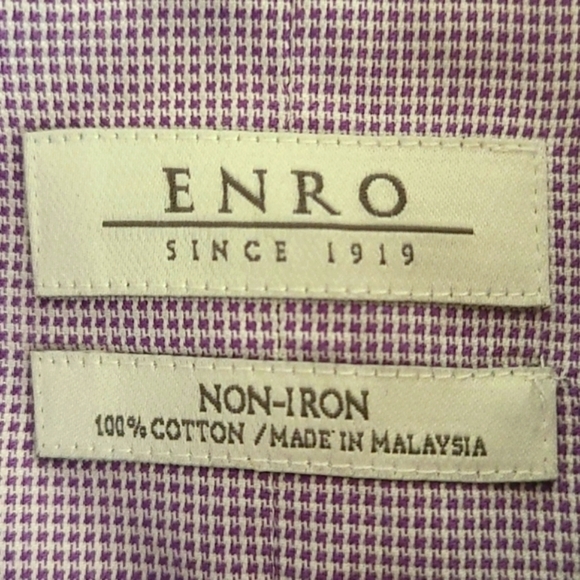 3/$20 Enro Purple Houndstooth Non-Iron Button Up Dress Shirt - Picture 5 of 6